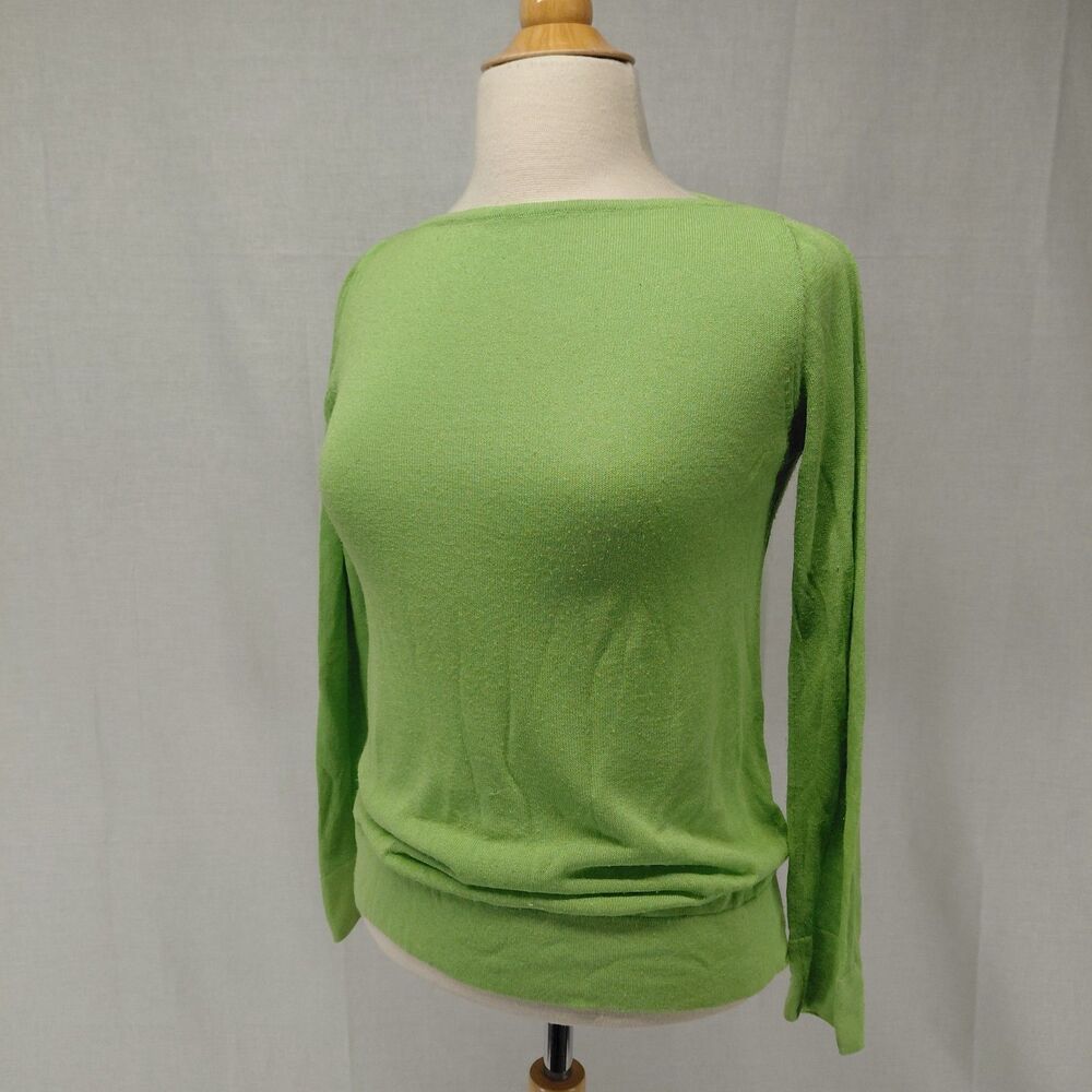Vintage Benetton lime green boat neck LS sweater SZ small - Picture 2 of 9